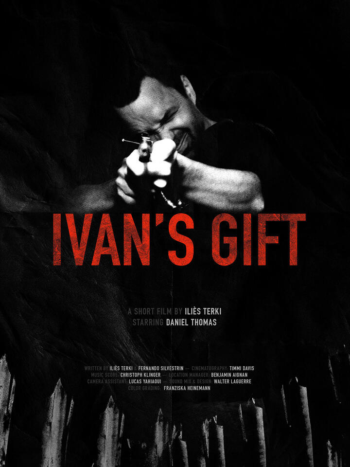 A thumbnail for Ivan's Gift with a red headline featuring a person aiming a gun toward the viewer.